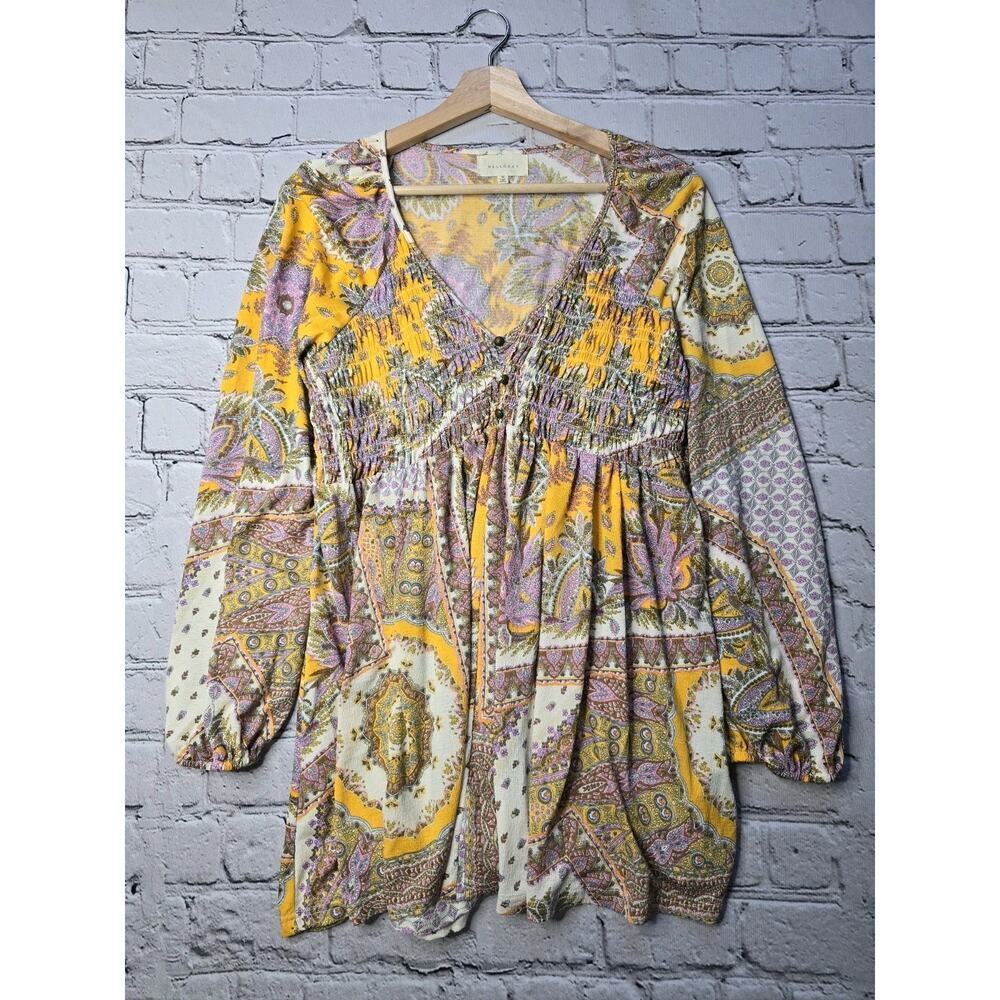 MelloDay Picnic‎ Paisley Boho Fairy Whimsical Flowy Mini Dress Size Medium